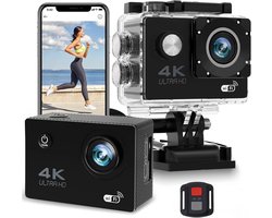 PolderGoods – Action Camera – 4K 12MP – 30FPS – 170D Waterdicht -WiFi 2.0 helm – Inclusief Accessoires – Actiecamera