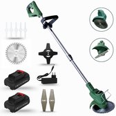 Bol.com Clerby - Kantenmaaier - Grastrimmer - 4 bladen - Bosmaaier - Inclusief 2 accu's - Groen aanbieding