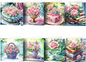 Adorzy Diamond Painting Kaarten – 8 Wenskaarten met envelop - Diamond Painting Volwassenen – Diamond Painting Volledig Pakket - Diamond Painting Bloemen