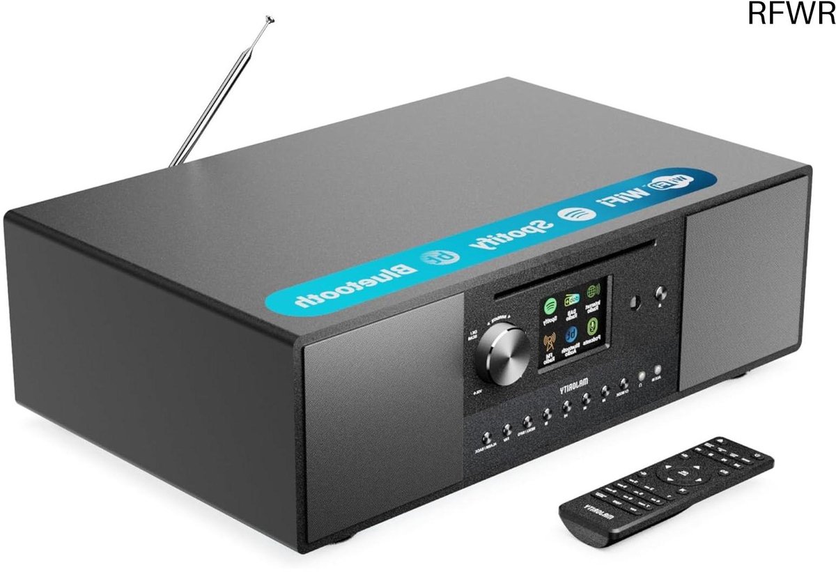 RFWR® Internetradio met cd-speler, Bluetooth en subwoofer - DAB muziek met Spotify Connect