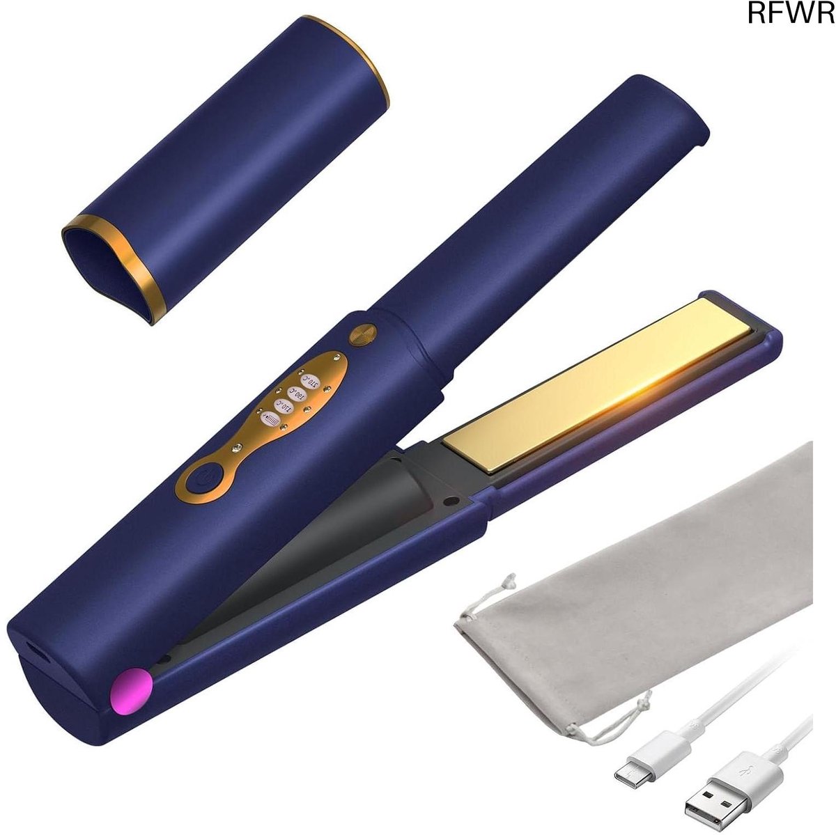 RFWR® Draadloze mini stijltang en krultang 2-in-1 met 3 temperaturen en 5000 mAh accu - Perfect voor reizen