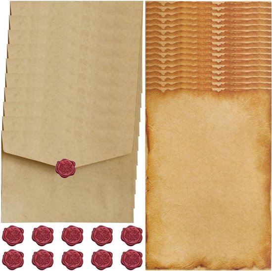 HMCEY 10 Stück Briefpapier Vintage mit Umschlag Set,Schreiben mit Schreibpapier und Briefumschläge,Letter Paper and Envelope Set,Altes Papier mit