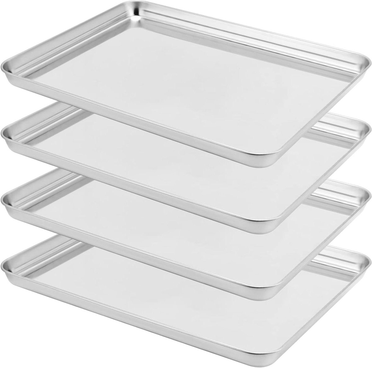 RVS Bakplaten Set met Antiaanbaklaag - 4-delig - Broodrooster - Spiegelafwerking 30.5 x 30.5 x 30.5 cm