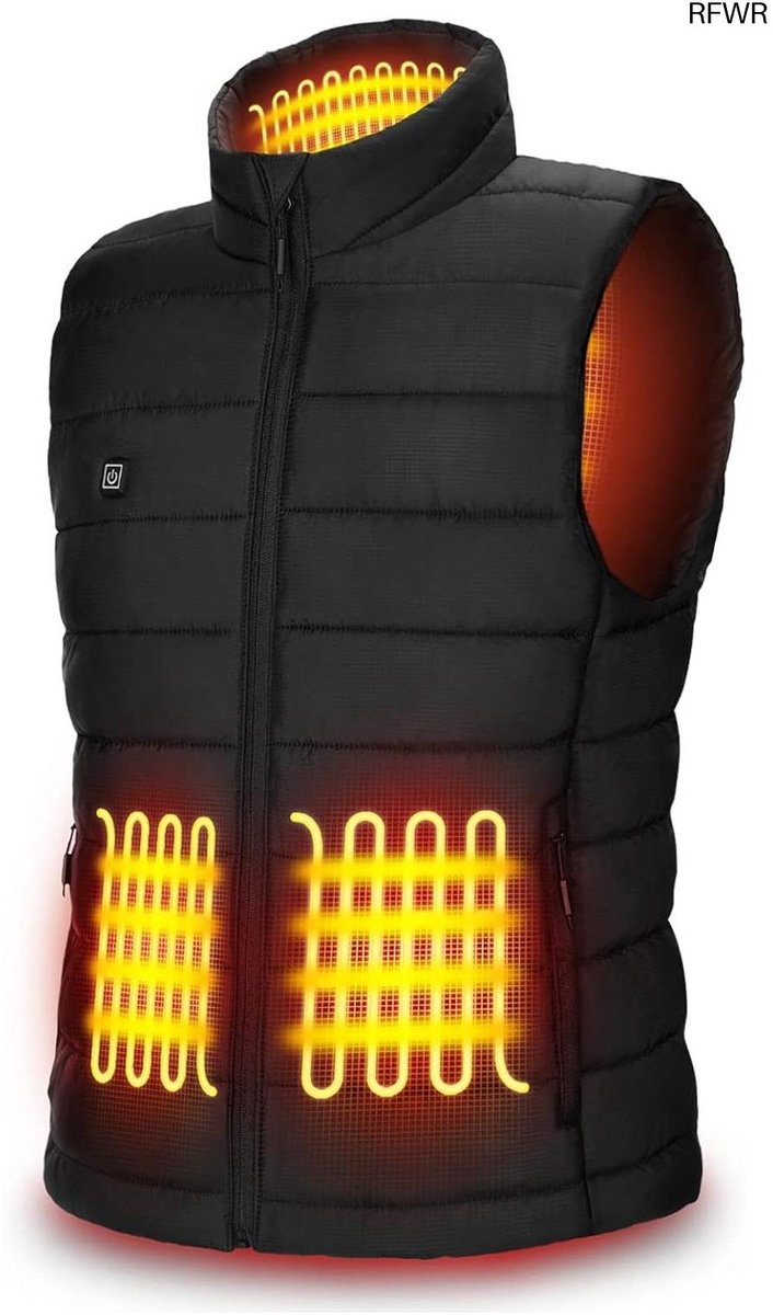 RFWR® Verwarmd Vest voor Heren en Dames Elektrische Bodywarmer met 3 Temperatuurmodi voor Winter en Outdoor Activiteiten Zwart