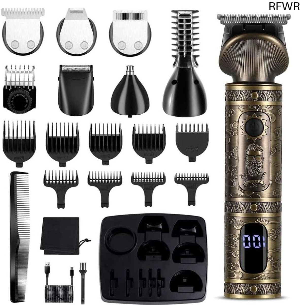 RFWR® Professionele 7-in-1 Haartrimmer Set voor Mannen - Precisie Trimmer, Baard- en Neustrimmer