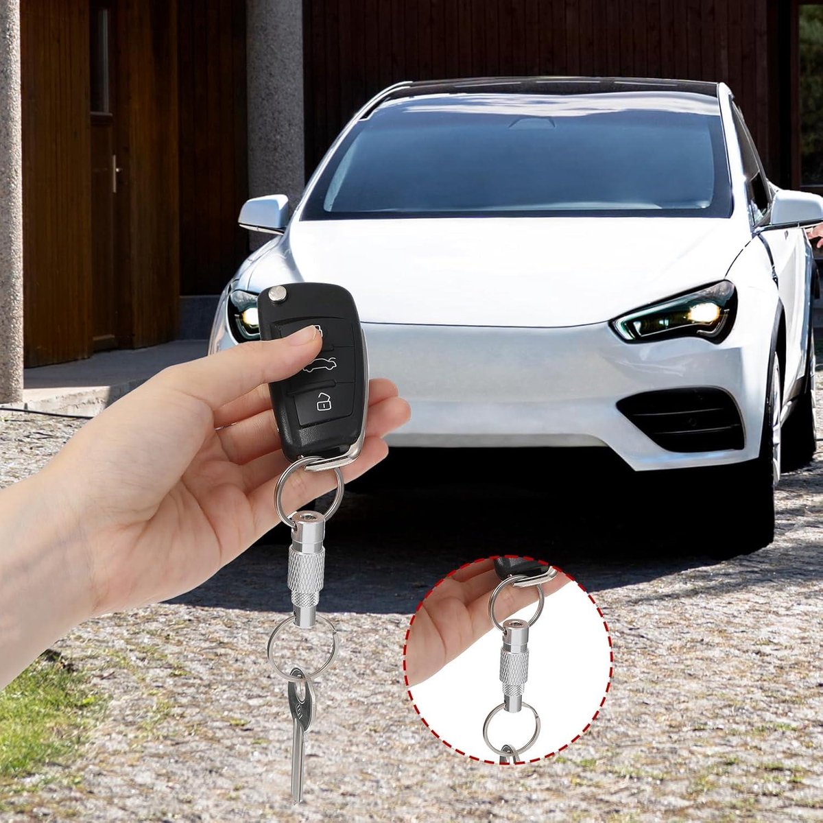 Allecto plus - Sleutelhangers (2 stuks) met snelsluiting voor thuis en auto - Sleutelbos accessoires met afneembare dubbele gedeelde sleutelringen - Handige slothouder