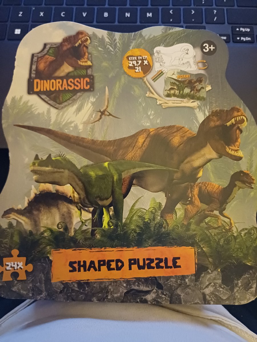 dinorassic puzzel met potloden om in te kleuren 24 stukjes