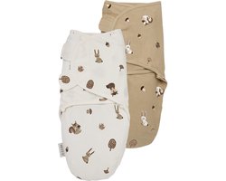 Meyco Baby Forest Animals Swaddlemeyco Inbakerdoek - Sand - 4-6 Maanden - 2-pack