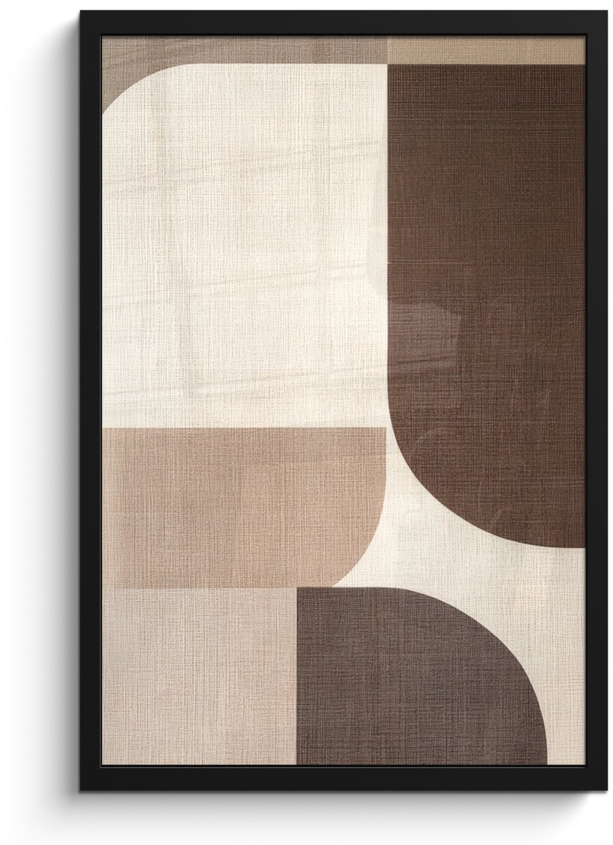 FrameYourWall Poster in lijst - Fotolijst 40x60 cm - Posters - Geometrisch - Geweven structuur - Modern - Posterlijst zwart - Decoratie - Wanddecoratie woonkamer - Muurdecoratie slaapkamer Vormen - Modern