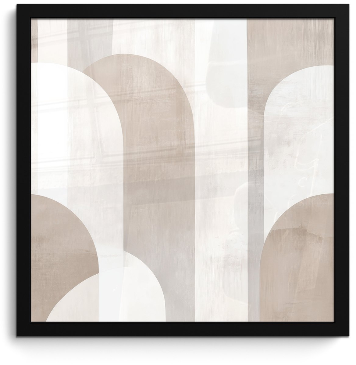 FrameYourWall Poster in lijst - Fotolijst 40x40 cm - Posters - Abstracte bogen - Modern - Beige - Posterlijst zwart - Decoratie - Wanddecoratie woonkamer - Muurdecoratie slaapkamer Bogen - Beige