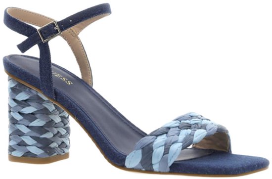 Guess Dames Sandalen Cadante Blauw met Gevlochten Blokhak 38 EU