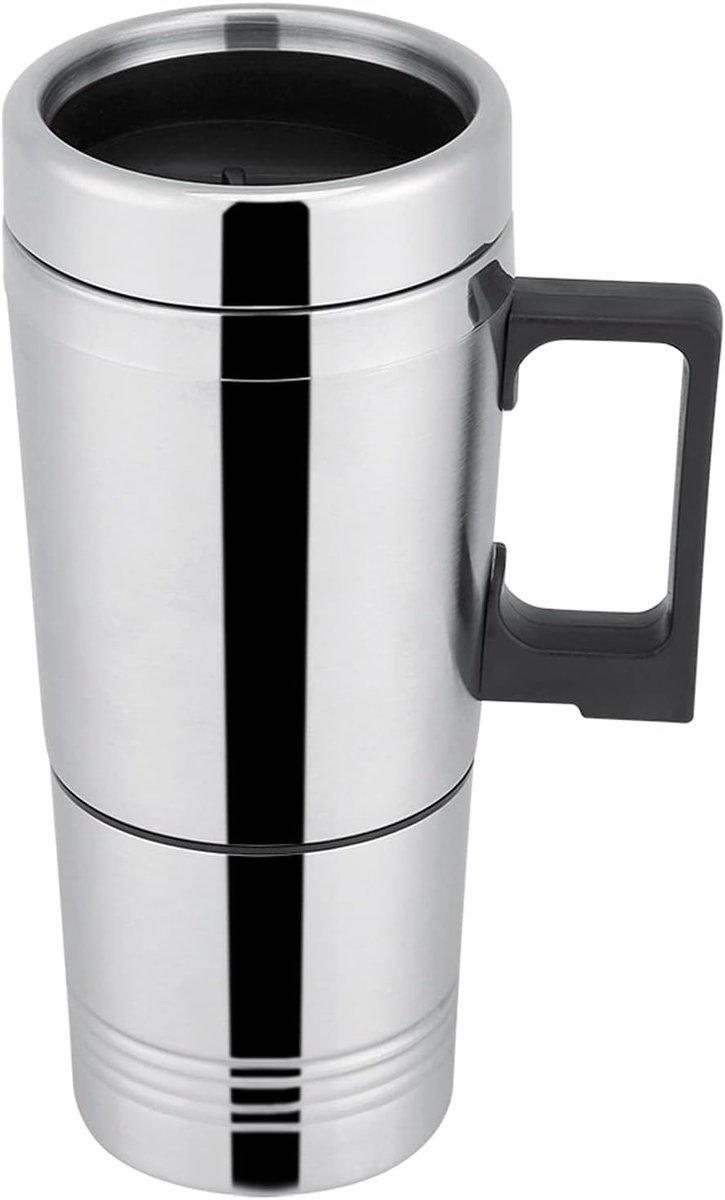 Image of 12V/24V 300ML Car Electric Heating Cup with Solid Stainless Steel Interior Keep Beverage Warm for Travel, Suitable for All Car Power Supplies (24V)
