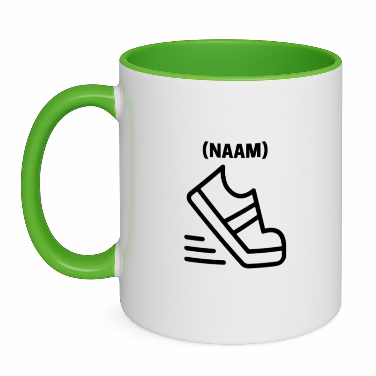 Hacebo® - Hardloop met eigen naam koffiebeker groen - Hardlopen - Hardloper - thee mok - koffie beker - Sport - koffiemok - 350 ML inhoud