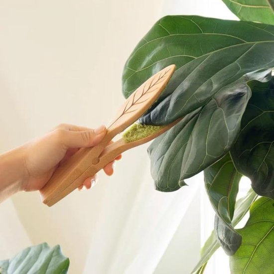 2 stuks Houten handvat bladreinigingsborstel voor planten - Bladreinigingsborstel voor binnen en buiten - Tuingereedschap - Eenvoudig te gebruiken van Merkloos	 — afbeelding 5