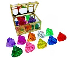 10 Kleurrijke diamonds treasure - kleurrijke diamanten voor kinderen met schatkist - acryl diamant - edelstenenset voor kinderen - zomerzwembad accessoires