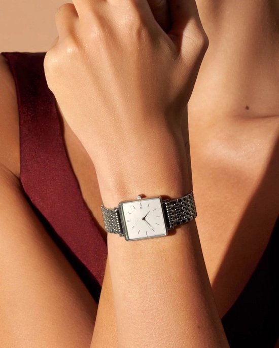 Rosefield The Boxy Dames Horloge - Zilver - QWSS-Q08