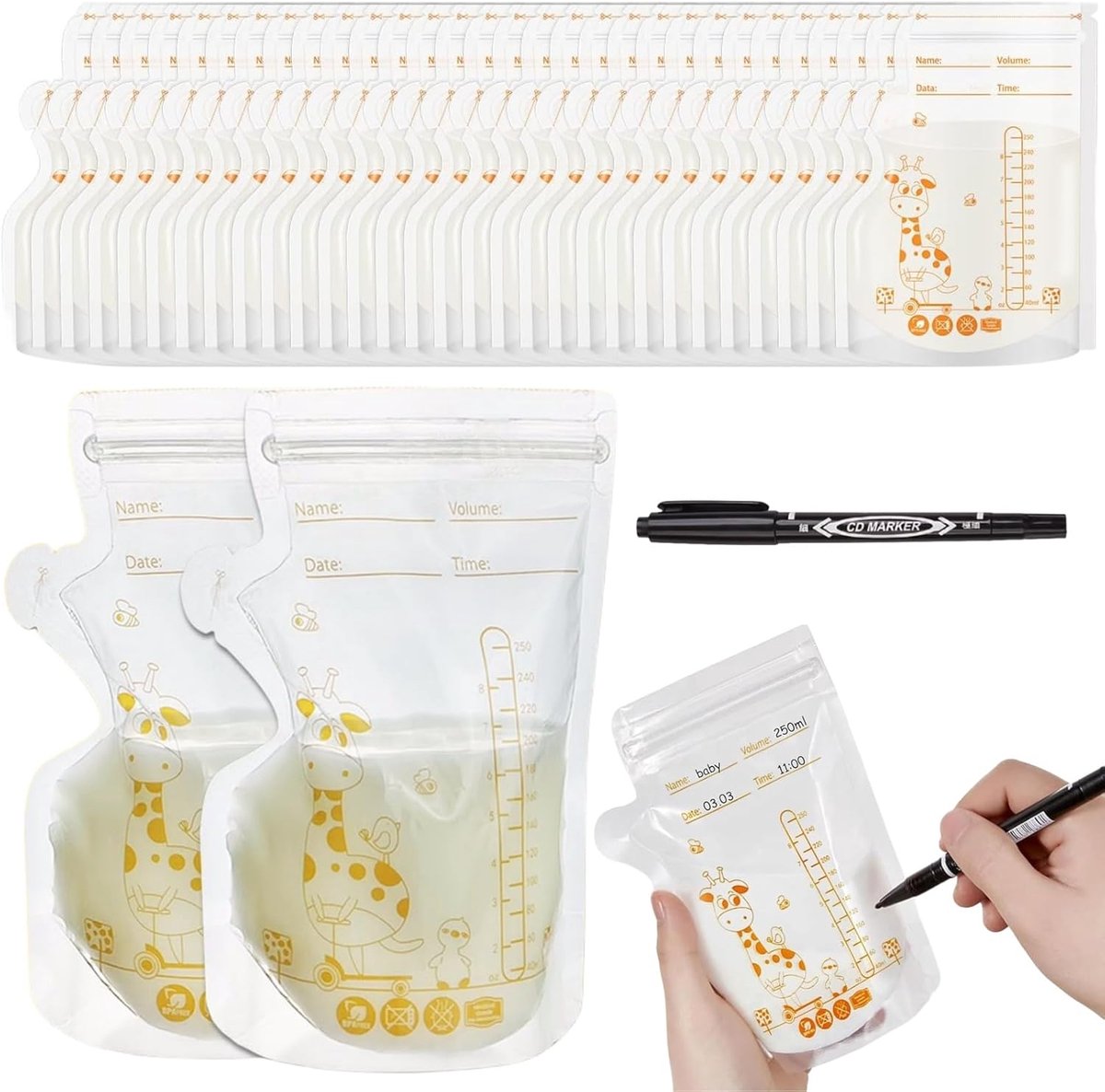 Image of 30 stukken borstmelk zakcontainers - melk opslagzak - 250 ml borstmelk opslagzak
