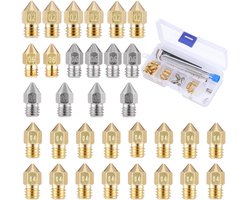 32pcs 3D Printer Nozzles - 3D Printer Brass - Stainless Steel Hotend 0.4/0.2/0.6mm E3D Universal Pressure Nozzles M6 Brass Nozzle Set voor Creality Ender Anycubic Kobra
