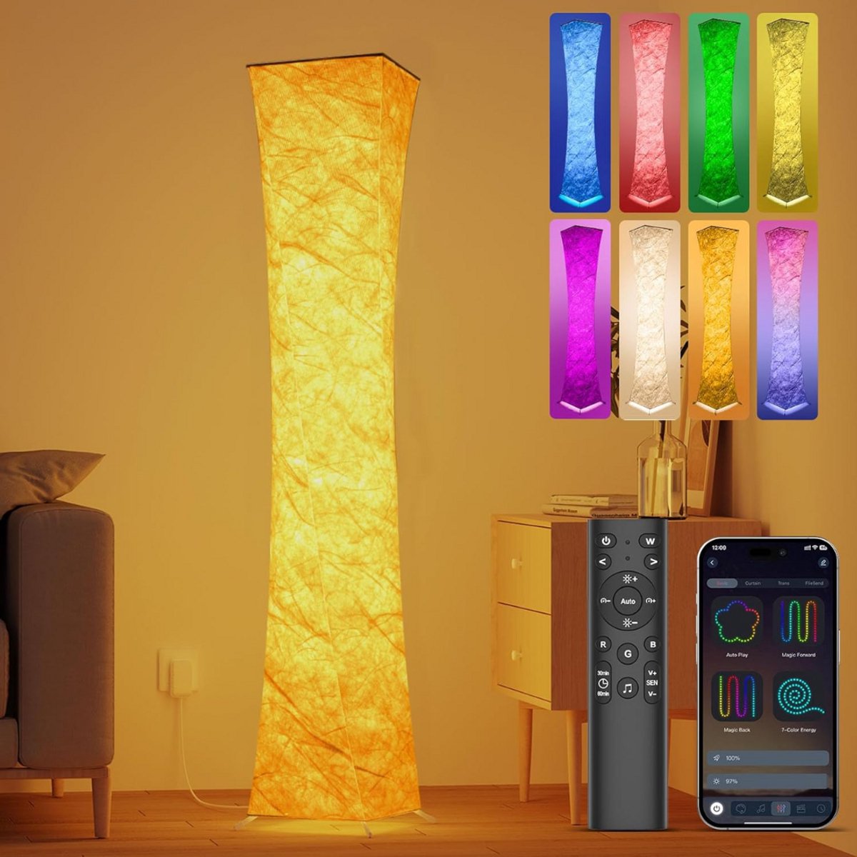 ZRSS® Hoeklamp - Staande Lamp - Vloerlamp LED - Sfeerlamp Woonkamer - Afstandsbediening en App