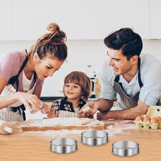 6 Stuks Ronde Muffinringen - 8.5cm Crumpet Rings - Ronde Bakringen Roestvrij Staal - Bakringen Gemakkelijk te Ontvormen - Taartringen Non-Stick - Zilver Bakringen voor Pannenkoeken en Eieren van Merkloos	 — afbeelding 2