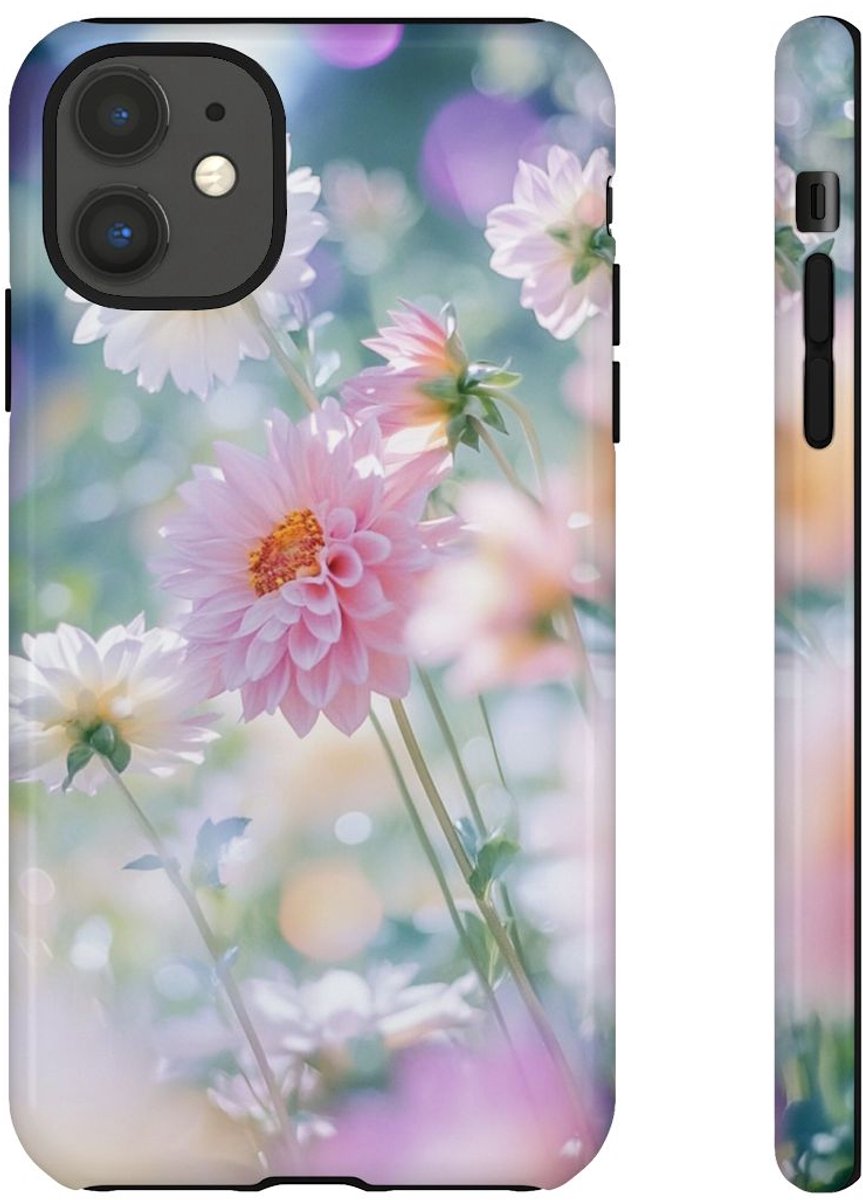 Zachte Pastel Dahlia's Bloemmotief – Telefoonhoesje Geschikt voor iPhone 11