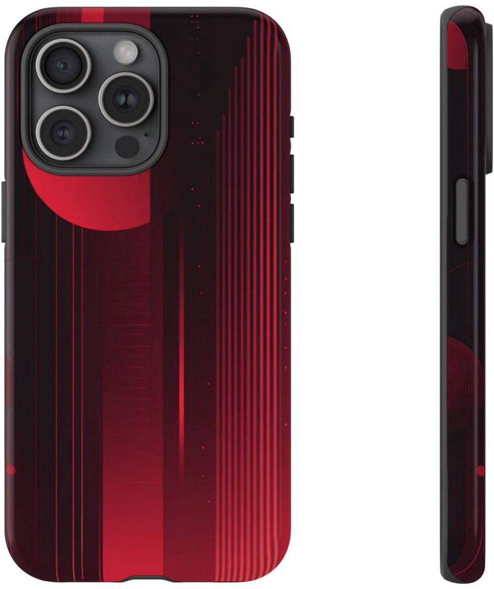 Abstract Rood Geometrisch Ontwerp – Telefoonhoesje Geschikt voor iPhone 15 Pro Max