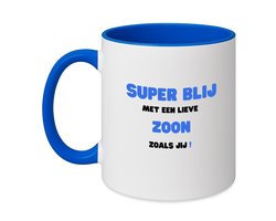 Hacebo® - super blij met een lieve zoon zoals jij koffiebeker zee blauw - Zoon - de liefste zoon - thee mok - koffie beker - verjaardag - cadeautje voor zoon - zoon artikelen - kado - geschenk - koffiemok - 350 ML inhoud