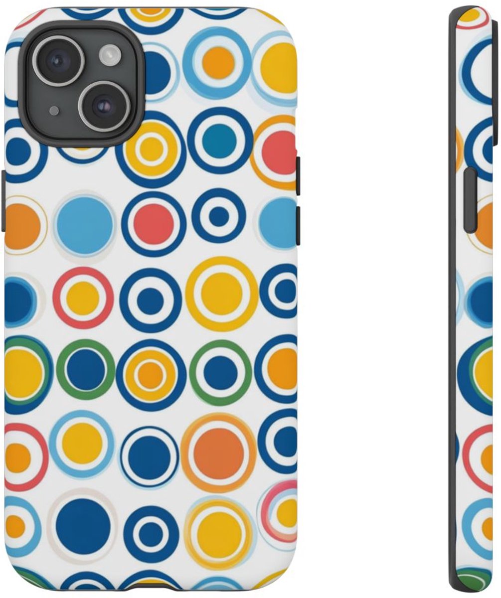Vrolijk Cirkeldessin in Heldere Kleuren – Telefoonhoesje Geschikt voor iPhone 15 Plus