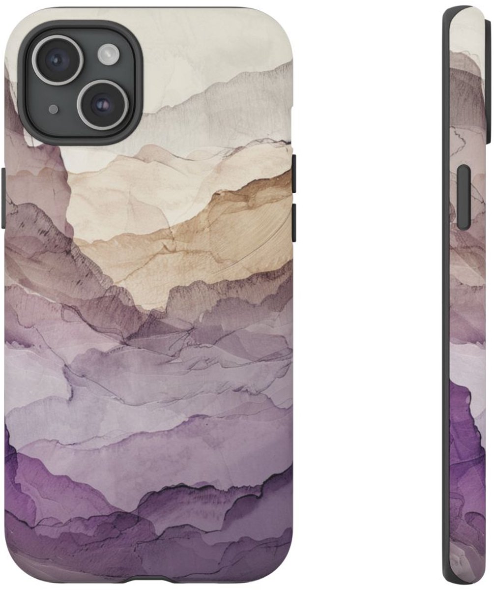 Gelaagde Abstracte Geologie Kunst – Telefoonhoesje Geschikt voor iPhone 15 Plus
