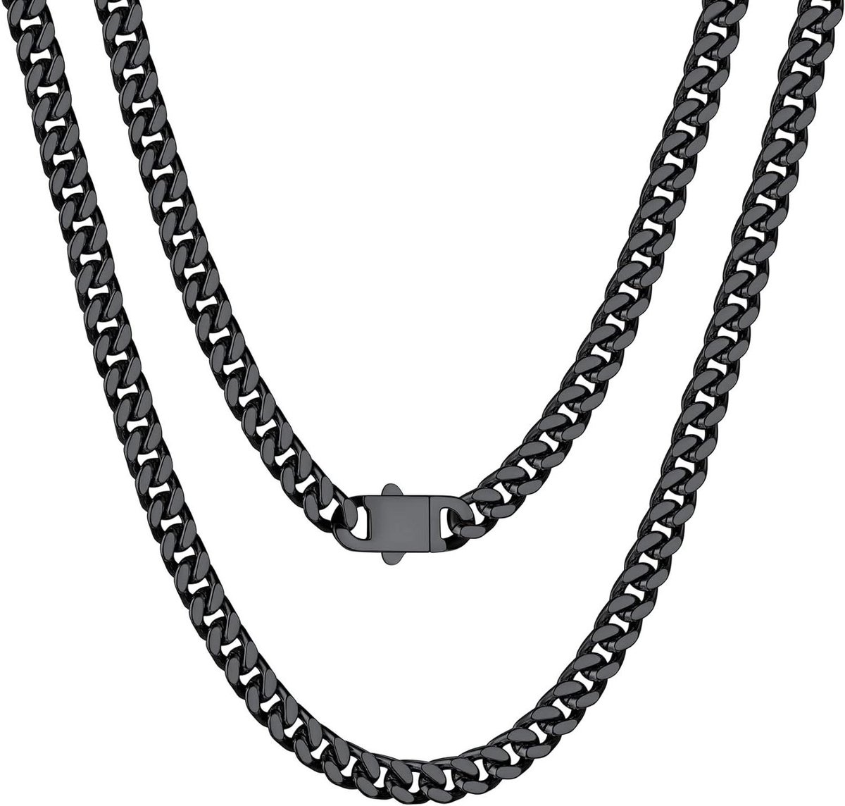 Miami Cubaanse ketting voor mannen - 18K goud/zwart metaal gevuld - Massief roestvrij staal - 5mm 7mm 9mm 12mm - 18-30 inch - Duurzaam en stijlvol