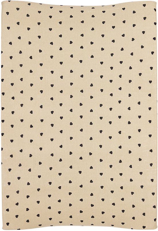 Meyco Baby Sweet Heart Aankleedkussenhoes - Soft Sand/Black - 50x70cm — afbeelding 2
