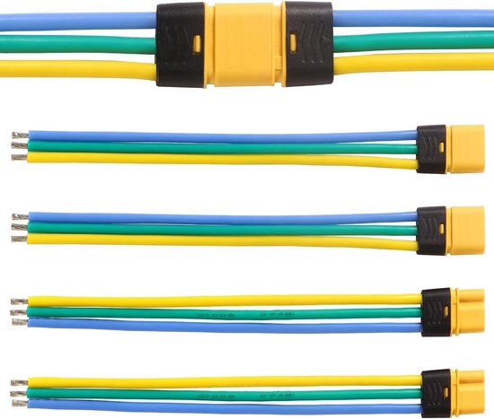 Allecto plus - 2 Paar MR30 Stekker Mannelijke Vrouwelijke Connector met Behuizing en Siliciumdraad - RC Lipo Batterij FPV Drone - 100mm 18AWG.