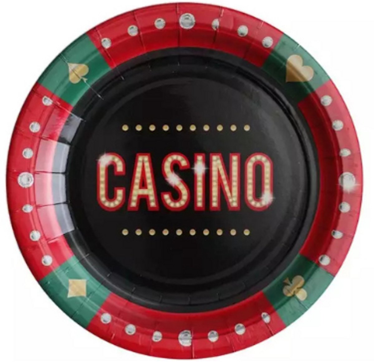 Wegwerpbordjes casino 22cm - 6st - karton