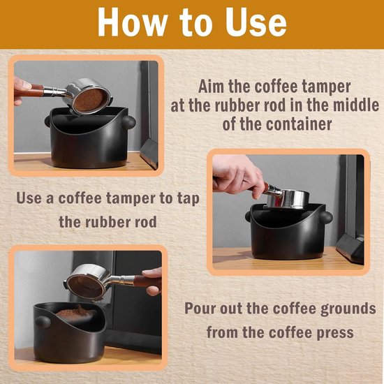 Knock Box Per Caffè Espresso, 350 X 250 X 90 Mm, Contenitore Per Fondi, Accessorio Barista In Acciaio, Con Piedini In Gomma