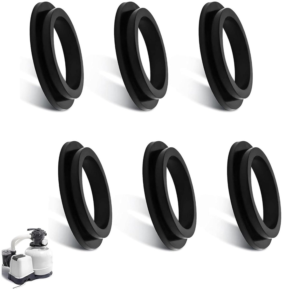 Allecto Plus – Pool O-Ringen (6 stuks) voor zwembadaccessoires – Reserveonderdelen voor zandfilterpompen Intex 26323CA 26323EH 26331CA 26331EH 26337EH – Rubberen afdichtringen