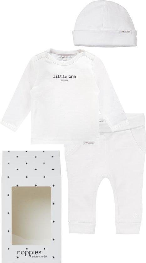 Foto: Noppies prematuur giftset 3delig unisex shirt broek en muts wit maat 44