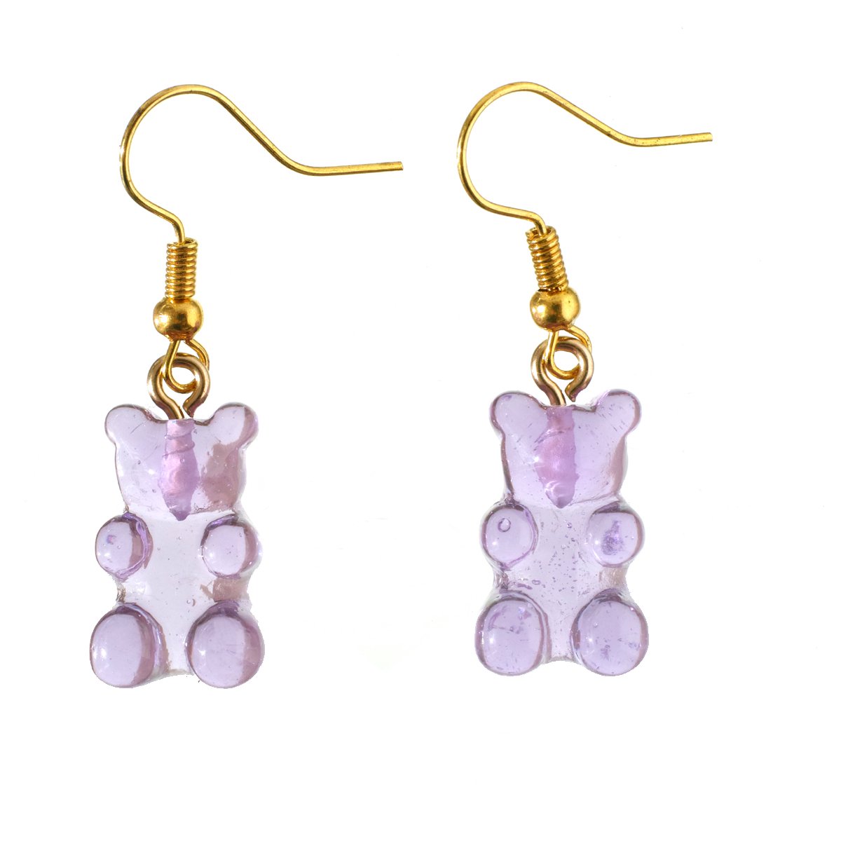 oorbellen gummybear goud lila rvs