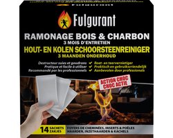 Fulgurant - Hout- en kolen schoorsteenreiniger - 3 maanden onderhoud - 14 zakjes