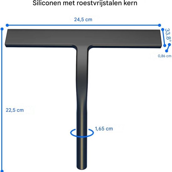 Sealskin Raamwisser Deluxe - Zwart Siliconen - Flexibele Glashaak - Geschikt voor 6 en 8mm Glas