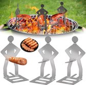 Lot de 3 ustensiles de barbecue amusants pour hot-dogs, support à BBQ en acier inoxydable, accessoires de cuisson pour BBQ en plein air, fourchette pour camping, BBQ - outdoor , jardin, cuisine, cadeaux BBQ
