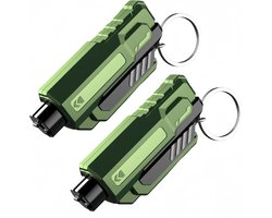 Ruitbreker en Veiligheidsgordelknip Sleutelhanger, 2-in-1 Auto Veiligheidshamer Glasbreken Onder Water, Nood Ruitstoot Ontsnappingstool voor Voertuigen (2, groen)