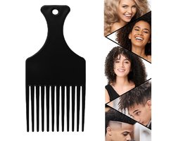 Afro Haarkam I Krullend Haar Ontwarren I Barbier Kam I Kapperskam I Haar Accessoire I Vermindert Kroezen I 16 x 7,5 CM I Zwart