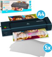 Lamineerapparaat A4 met 5x Lamineerhoezen - Lamineermachines - Plastificeerapparaat - Lamineer - Laminator - Zwart - Fichero