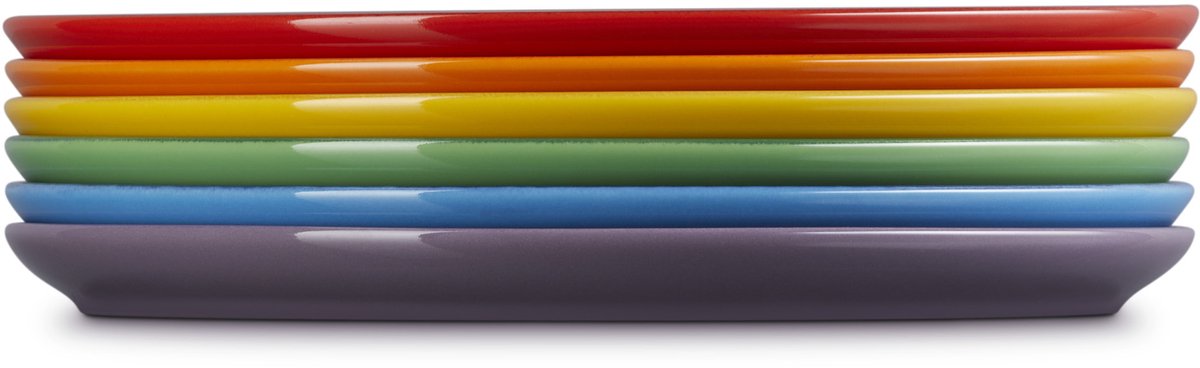 Le Creuset Vancouver Ontbijtborden Coupe 22 cm Regenboog Kleuren Set Van 6