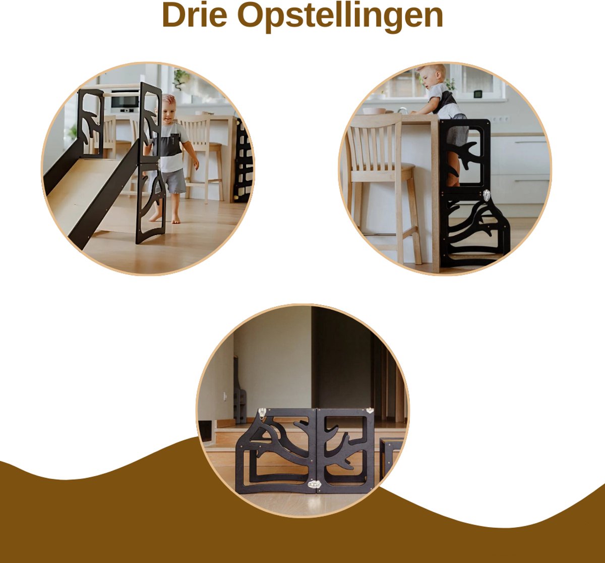 Zonovi Leertoren- Montessori Keukentrap - Learning Tower - Speeltafel - Kindertafel - Kinder trap - Leertoren - Keuken toren - Keukenhulp - Leerstoel - Met Glijbaan - Voor Peuters - Opvouwbaar - Inklapbaar - 3 in 1 - Zwart - Inclusief Antislip Strips — afbeelding 5