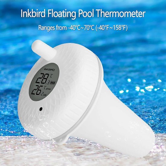 TFA Dostmann analoge zwembadthermometer, 40.2005, geschikt voor zwembad en vijver, roestvrij staal, gemakkelijke aflezing van de watertemperatuur, blauw, (L) 110 x (B) 110 x (H) 138 mm