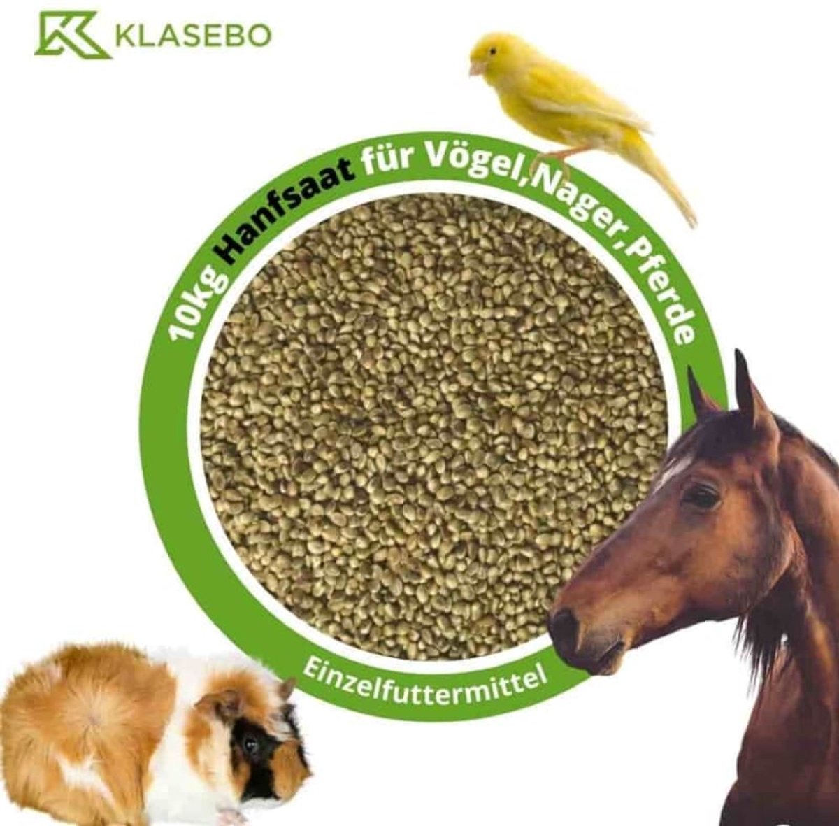 Hennepzaad 10kg, voor vogels, knaagdieren en paarden