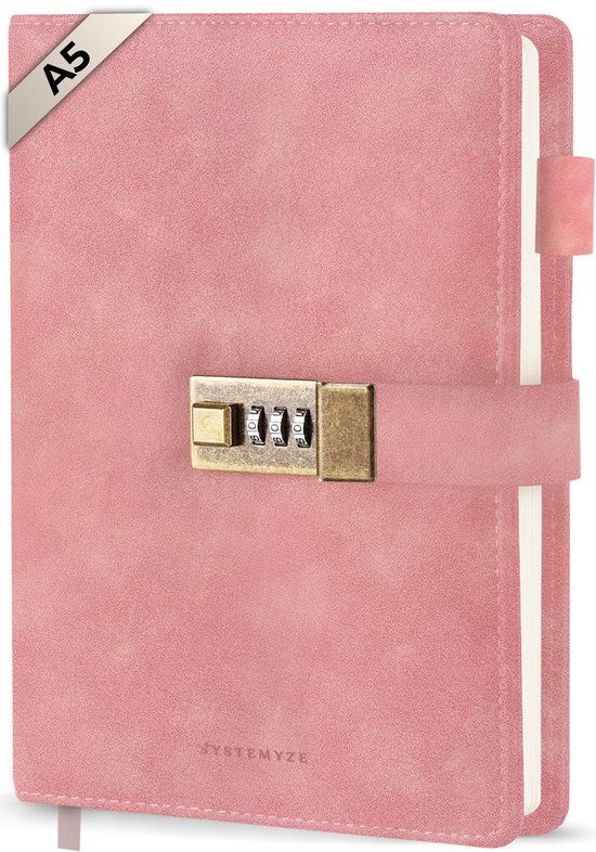 Systemyze Dagboek Volwassenen met Slot en Code – Hervulbaar – Journal – A5 – Roze