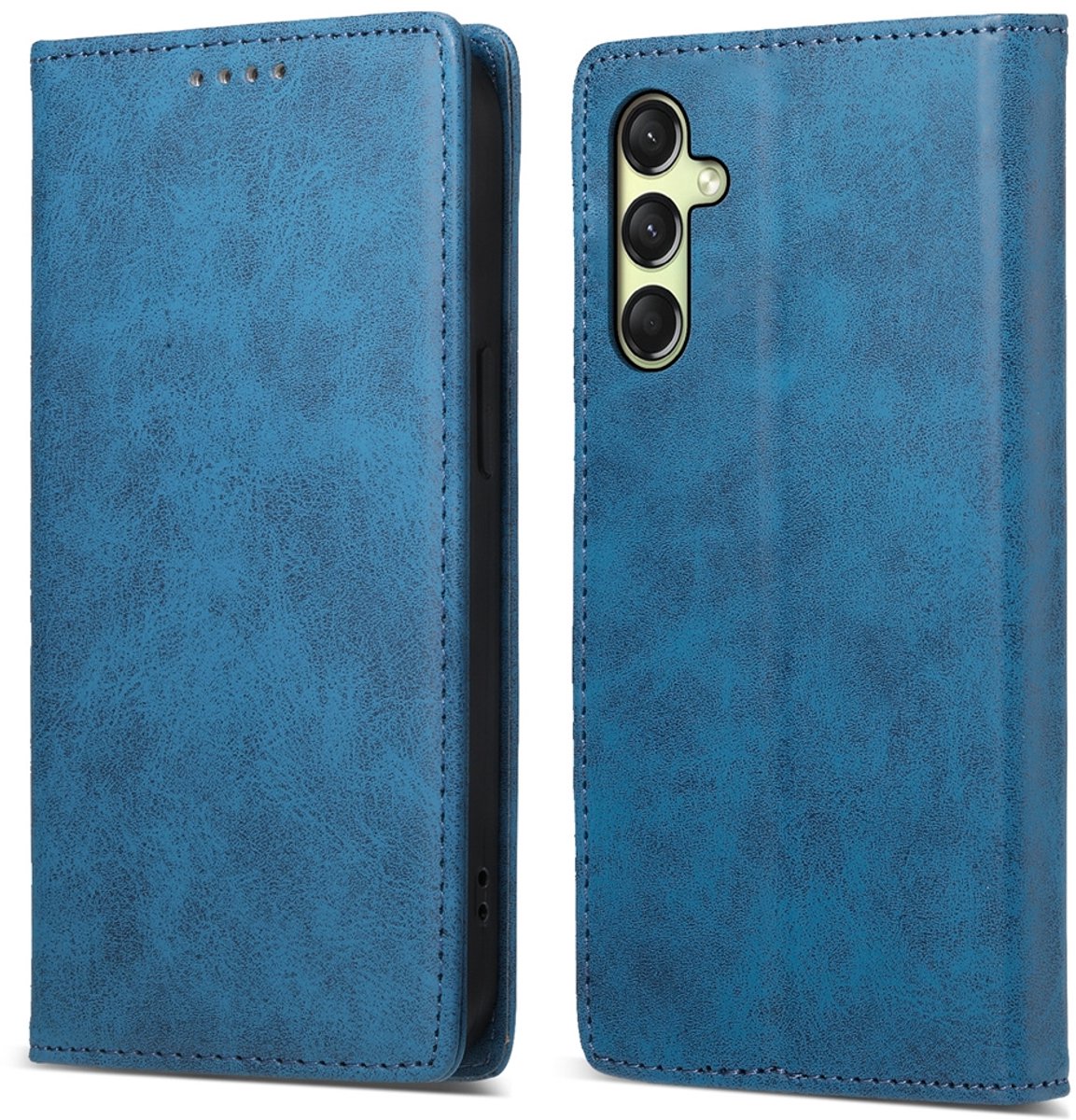 Mobigear Telefoonhoesje geschikt voor Samsung Galaxy A17 Hoesje | Mobigear Wallet Bookcase Portemonnee | Pasjeshouder voor 1 Pasje | Telefoonhoesje voor Pinpas / OV Kaart / Rijbewijs - Blauw