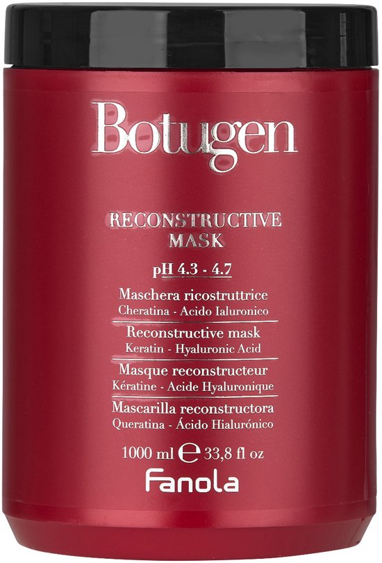 Rode pot met Fanola Reconstructive Mask, pH 4.3 - 4.7, 1000 ml.